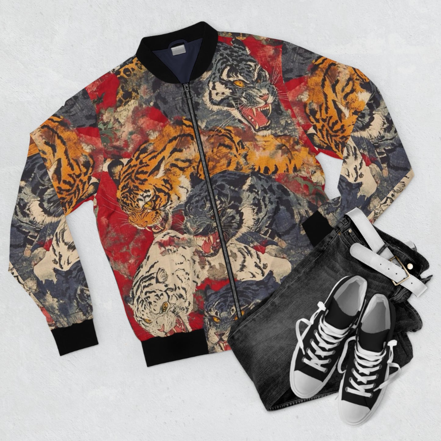 Wild Tiger Print Men's Bomber Jacket