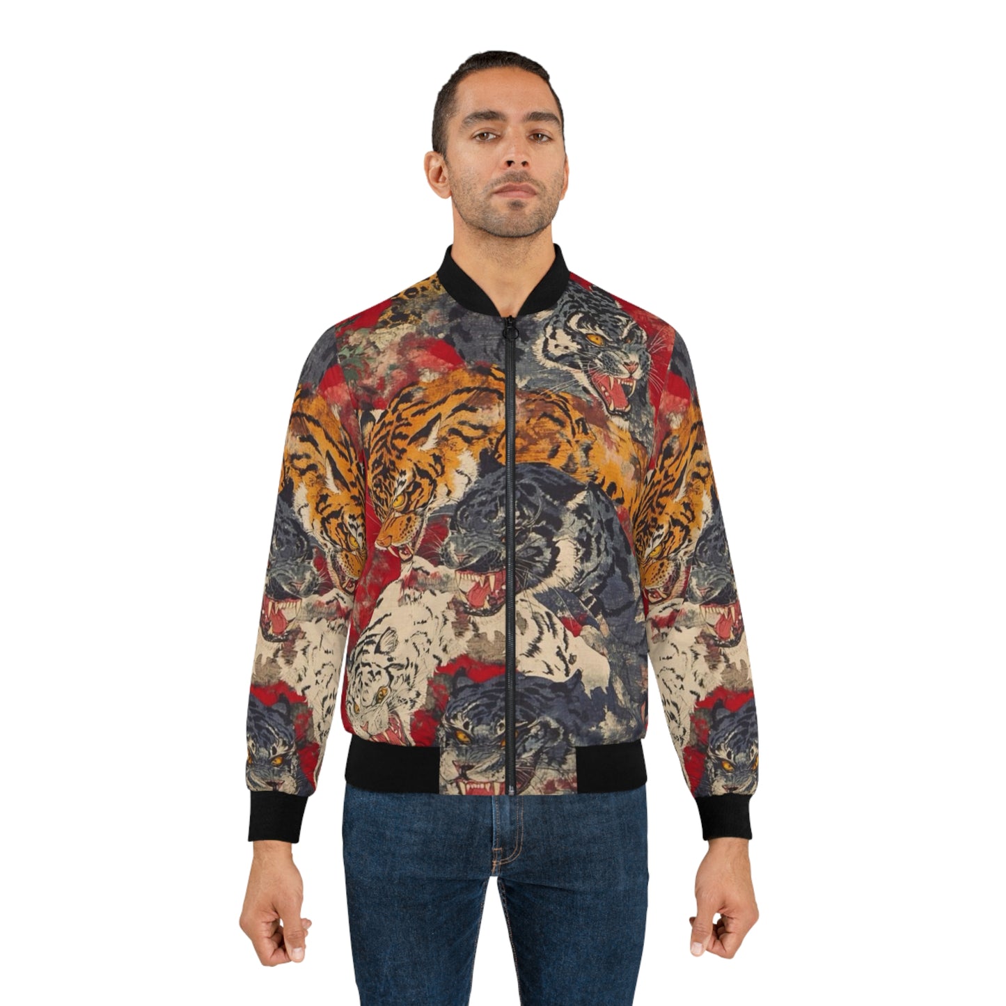 Wild Tiger Print Men's Bomber Jacket